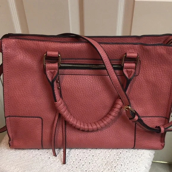 Elegant Salmon Leather Handbag Satchel/Crossbody - Picture 13 of 13